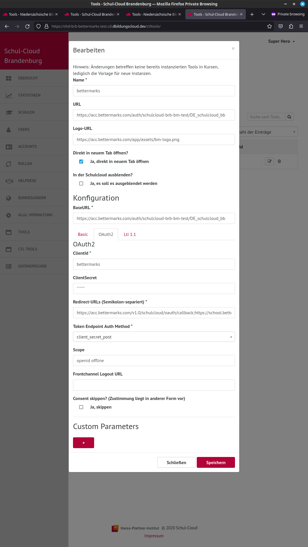 brb-bettermarks-test configuration