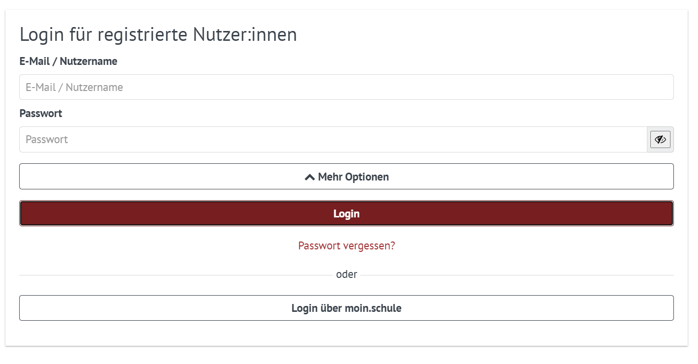 Moin.Schule Login Interface