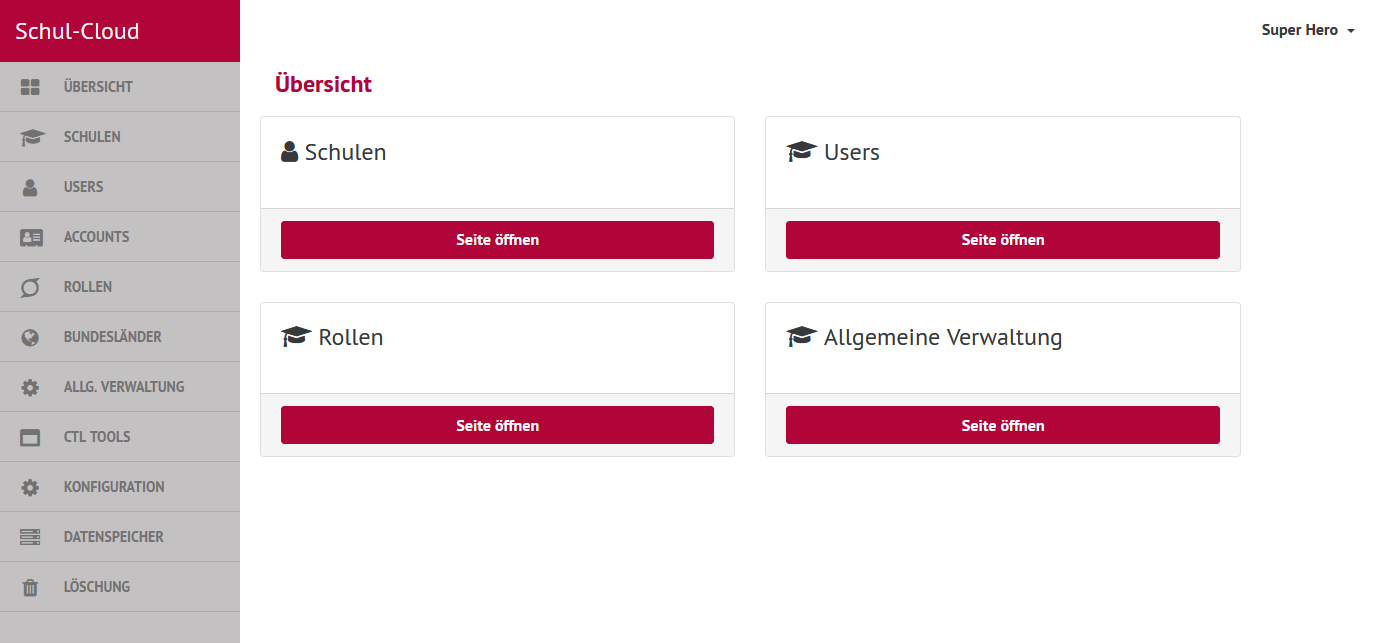 screenshot of landing page of the superhero-dashboard
